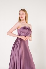 Lavender Deep Slit Satin Evening Dress