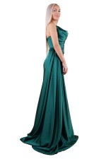 Emerald Slit Satin Evening Dress
